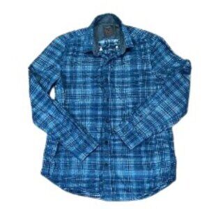 Legacy Copper & Oak Shadow Plaid Cotton Long Sleeve Corduroy Button Shirt Size M